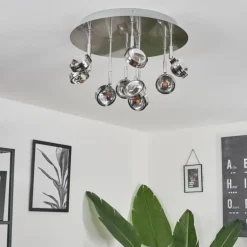 Plafonnier Fernandaires LED Nickel mat, 18 lumières