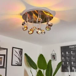 Plafonnier Fernandaires LED Nickel mat, 18 lumières