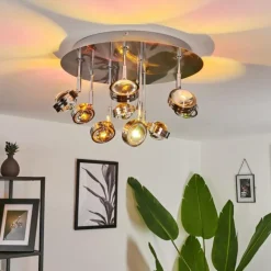 Plafonnier Fernandaires LED Nickel mat, 18 lumières