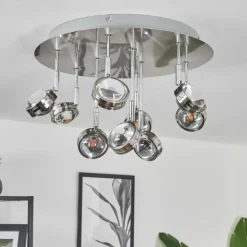 Plafonnier Fernandaires LED Nickel mat, 18 lumières