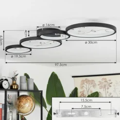 Plafonnier Fombillou LED Noir, 1 lumière