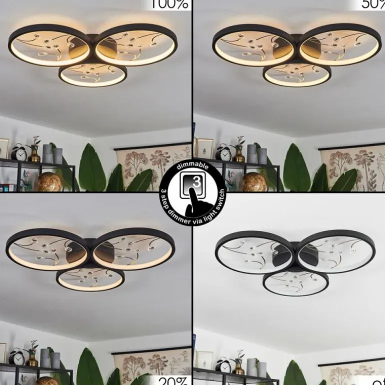 Plafonnier Fombillou LED Noir, 1 lumière