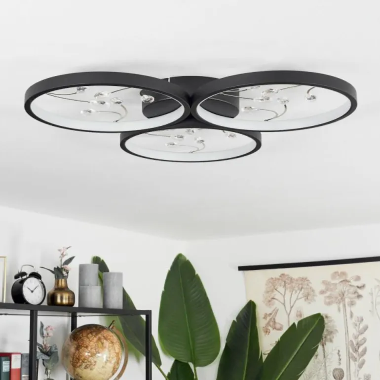Plafonnier Fombillou LED Noir, 1 lumière
