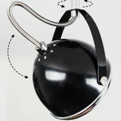 Plafonnier Foverup Chrome, Nickel mat, Noir, 2 lumières