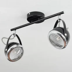 Plafonnier Foverup Chrome, Nickel mat, Noir, 2 lumières