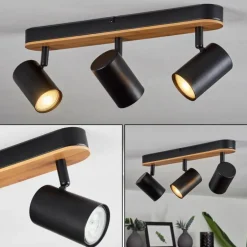 Plafonnier Gandufe Écru, Noir, 3 lumières