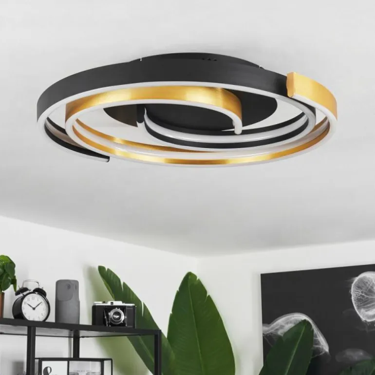 Plafonnier Golega LED Laiton, Noir, 1 lumière