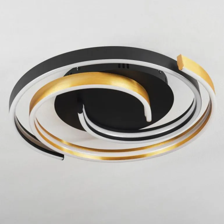 Plafonnier Golega LED Laiton, Noir, 1 lumière