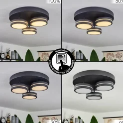 Plafonnier Huallilemu LED Noir, 3 lumières