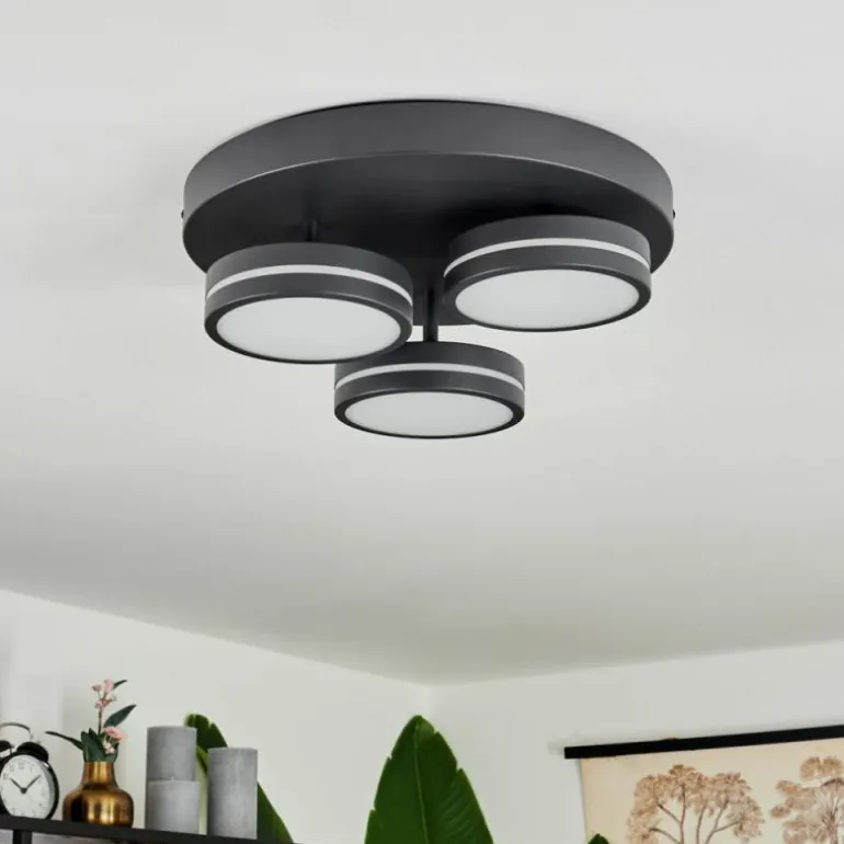 Plafonnier Huallilemu LED Noir, 3 lumières