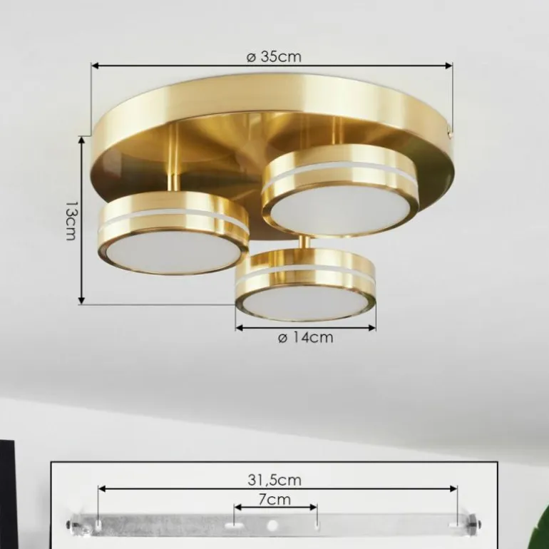 Plafonnier Huallilemu LED Laiton, 3 lumières