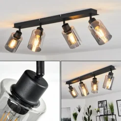 Plafonnier Hunouri Noir, 4 lumières