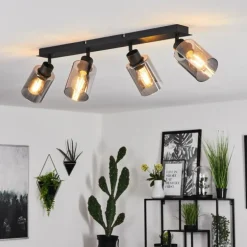 Plafonnier Hunouri Noir, 4 lumières