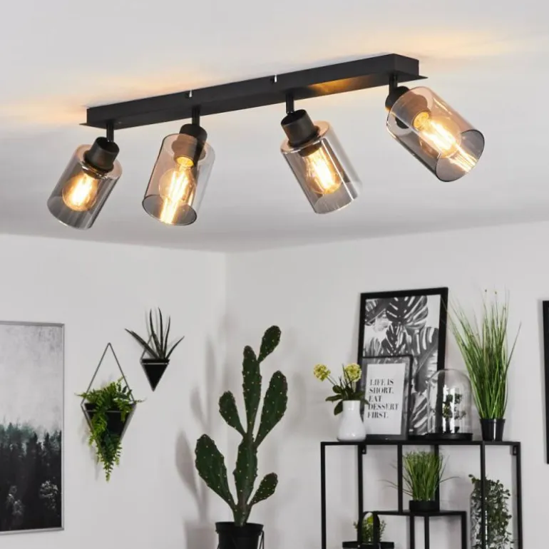 Plafonnier Hunouri Noir, 4 lumières