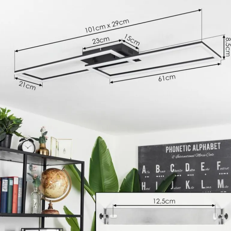 Plafonnier Hyacinthe LED Noir, 1 lumière, Télécommandes