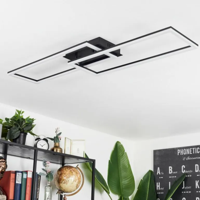 Plafonnier Hyacinthe LED Noir, 1 lumière, Télécommandes