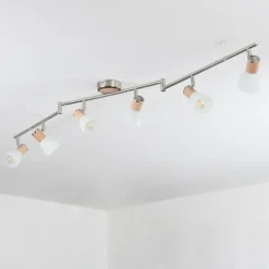 Plafonnier Icalma Bois clair, Nickel mat, 6 lumières