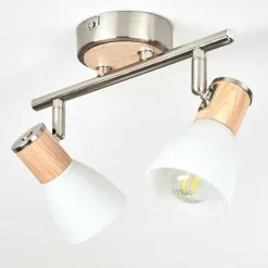 Plafonnier Icalma Écru, Nickel mat, 2 lumières