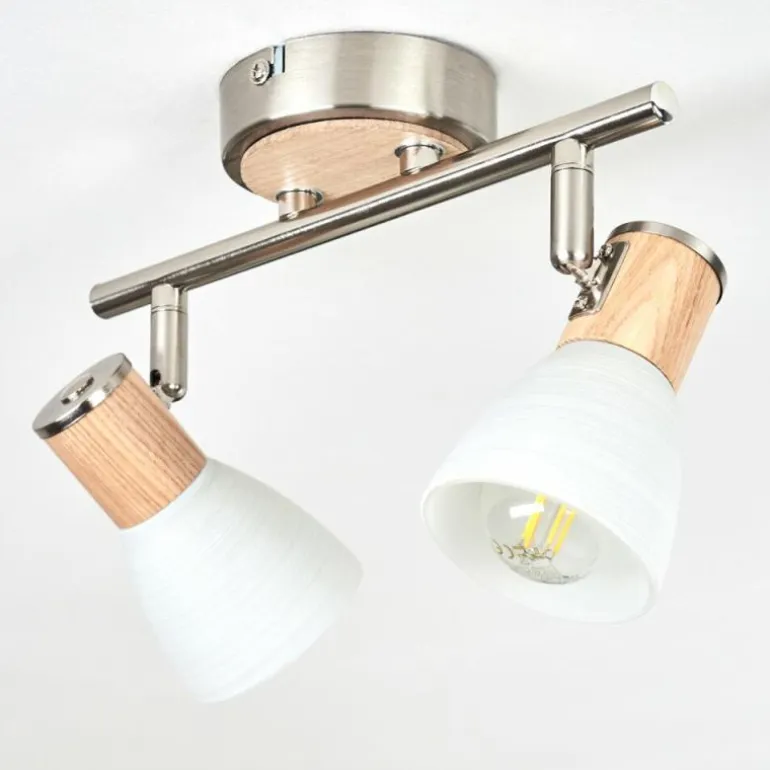 Plafonnier Icalma Écru, Nickel mat, 2 lumières