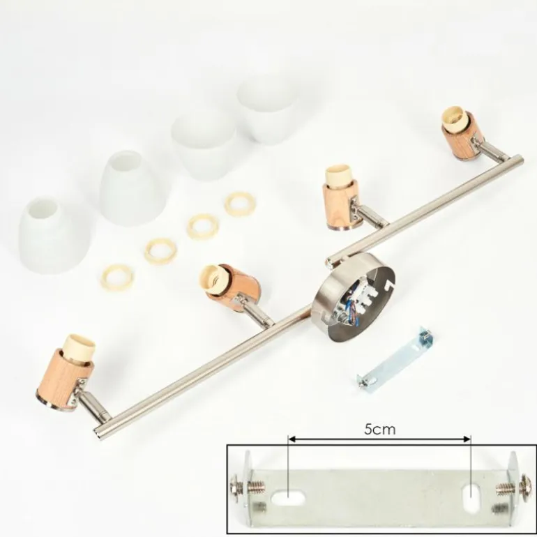 Plafonnier Icalma Écru, Nickel mat, 4 lumières