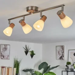 Plafonnier Icalma Écru, Nickel mat, 4 lumières