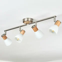Plafonnier Icalma Écru, Nickel mat, 4 lumières