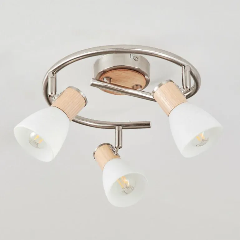 Plafonnier Icalma Écru, Nickel mat, 3 lumières
