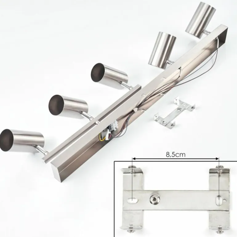 Plafonnier Javel Chrome, Nickel mat, 5 lumières