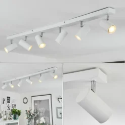 Plafonnier Javel Chrome, Blanc, 6 lumières