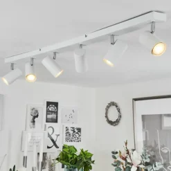 Plafonnier Javel Chrome, Blanc, 6 lumières