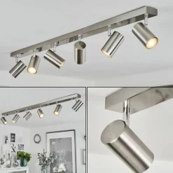 Plafonnier Javel Nickel mat, 6 lumières