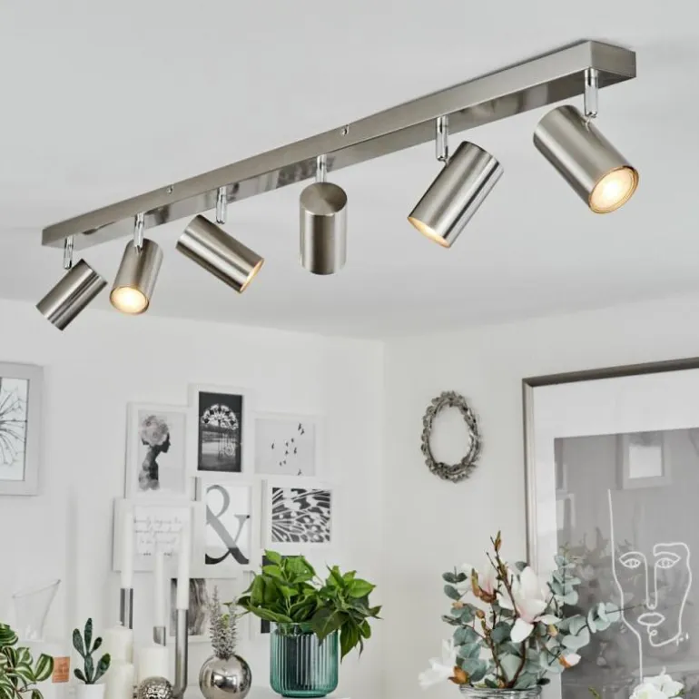 Plafonnier Javel Nickel mat, 6 lumières
