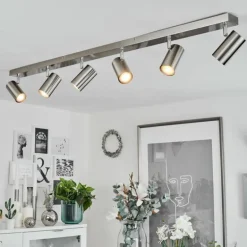 Plafonnier Javel Nickel mat, 6 lumières