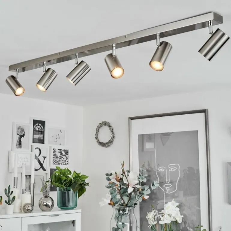 Plafonnier Javel Nickel mat, 6 lumières
