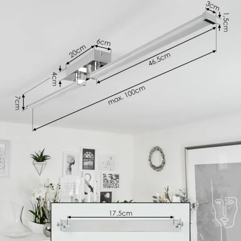 Plafonnier Kudus LED Chrome, 1 lumière