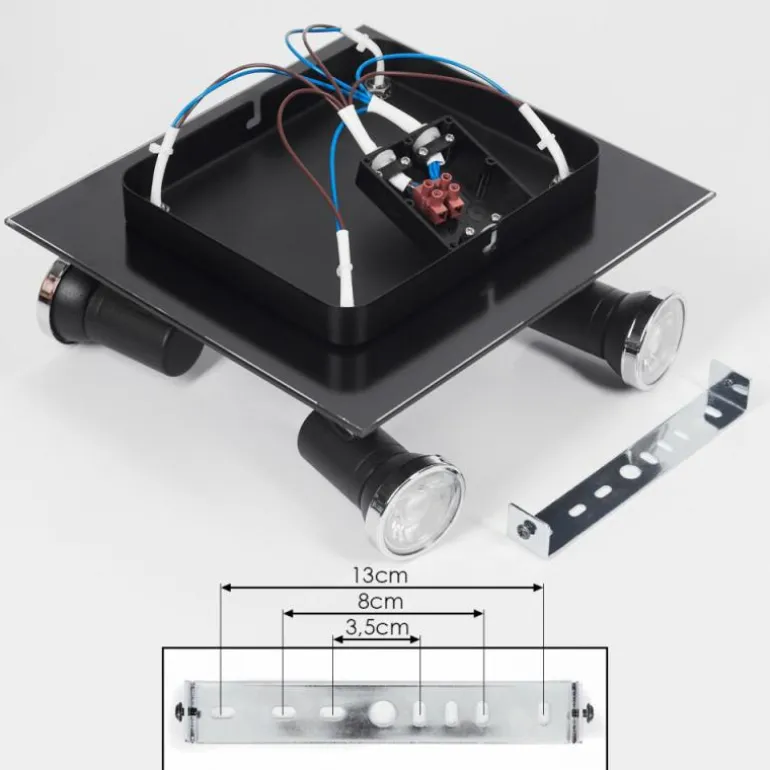 Plafonnier Lanrigan Chrome, Noir, 4 lumières