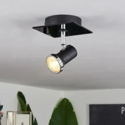 Plafonnier Lanrigan LED Chrome, Noir, 1 lumière