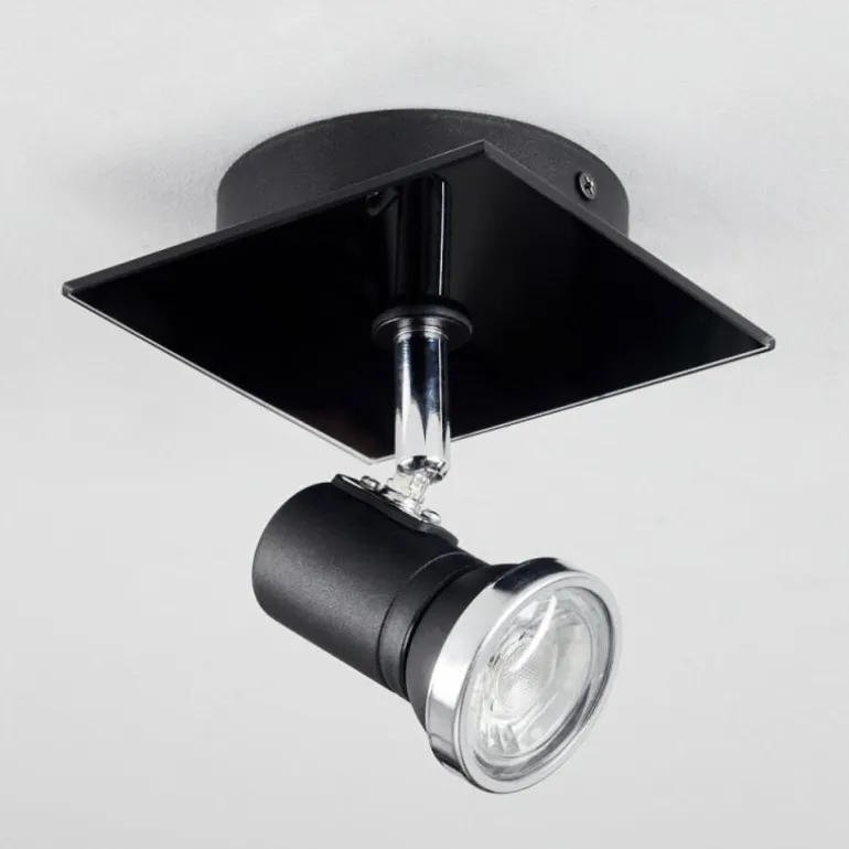 Plafonnier Lanrigan LED Chrome, Noir, 1 lumière