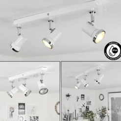 Plafonnier Lanrigan LED Chrome, Blanc, 3 lumières