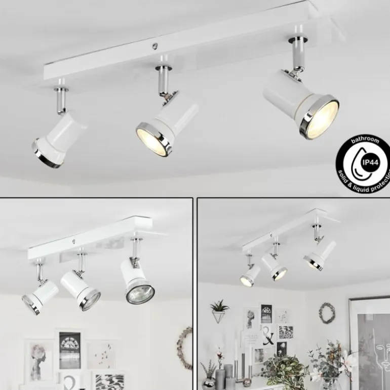 Plafonnier Lanrigan LED Chrome, Blanc, 3 lumières