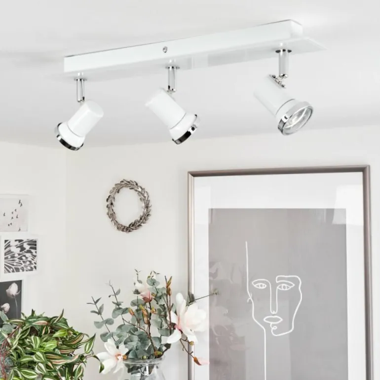Plafonnier Lanrigan LED Chrome, Blanc, 3 lumières