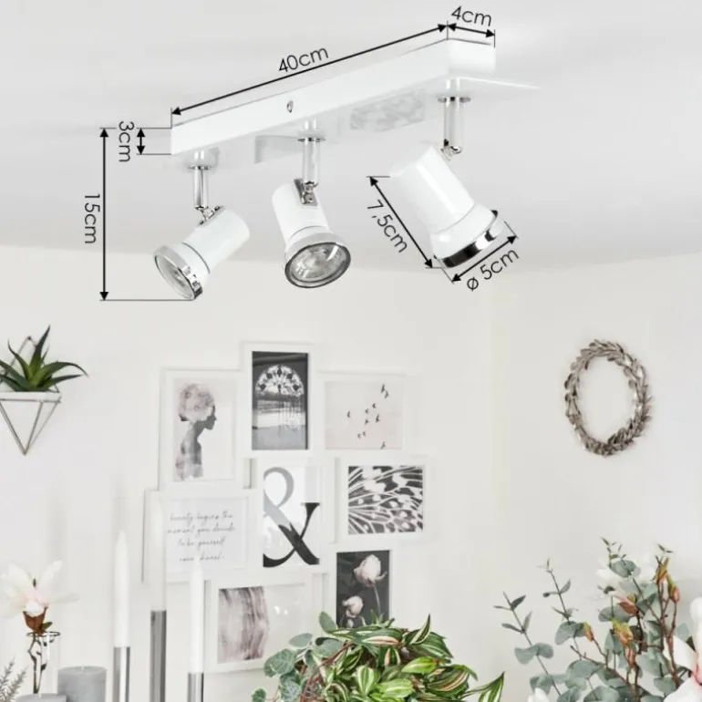 Plafonnier Lanrigan LED Chrome, Blanc, 3 lumières