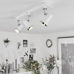 Plafonnier Lanrigan LED Chrome, Blanc, 3 lumières