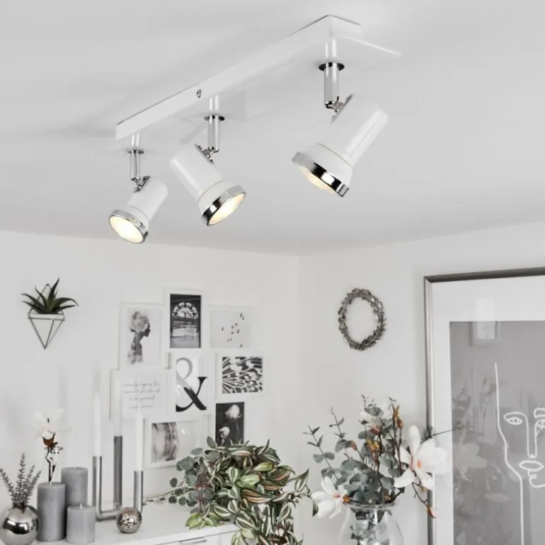 Plafonnier Lanrigan LED Chrome, Blanc, 3 lumières