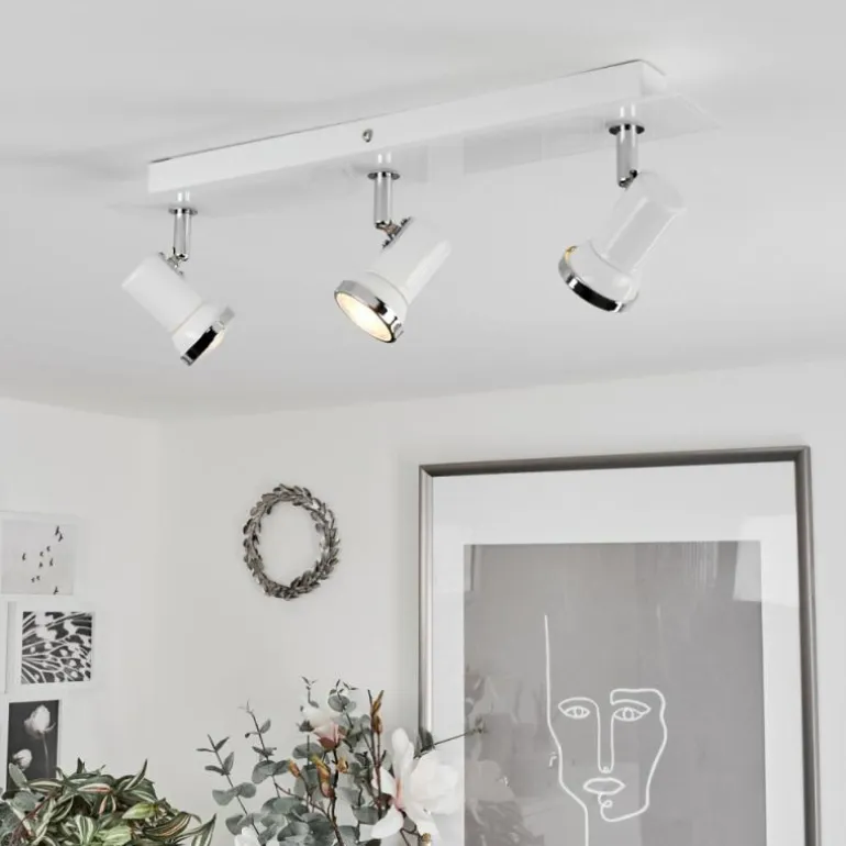 Plafonnier Lanrigan LED Chrome, Blanc, 3 lumières
