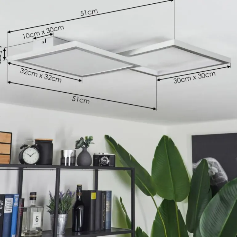 Plafonnier Longos LED Aluminium, 1 lumière, Télécommandes