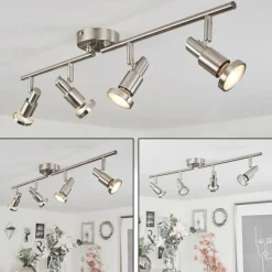 Plafonnier Lonquimay Nickel mat, 4 lumières