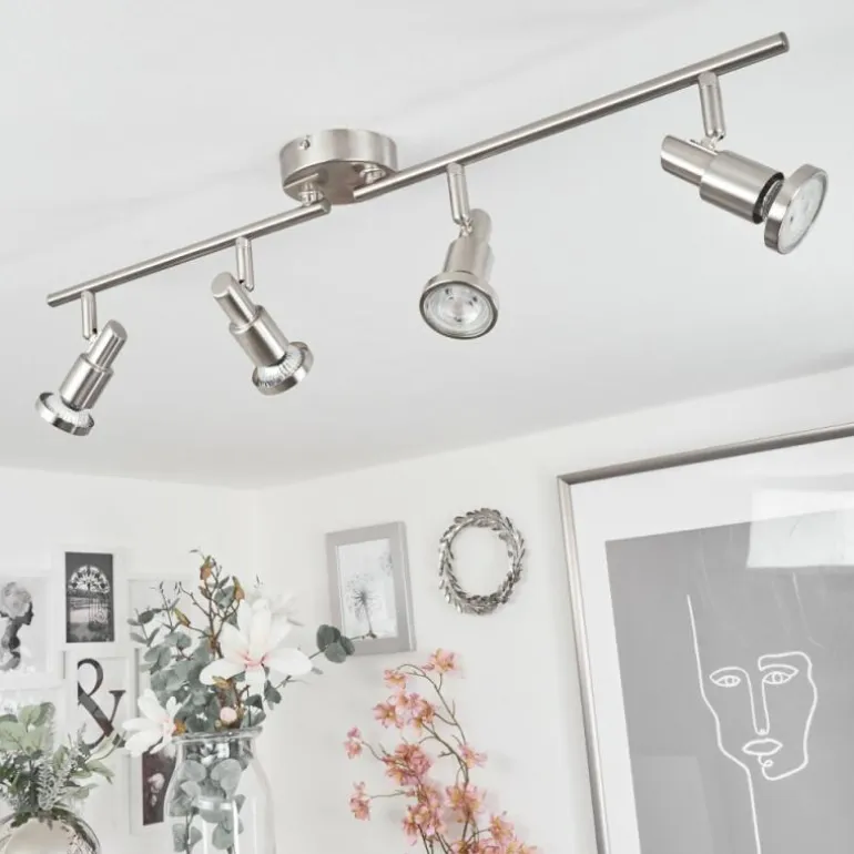 Plafonnier Lonquimay Nickel mat, 4 lumières