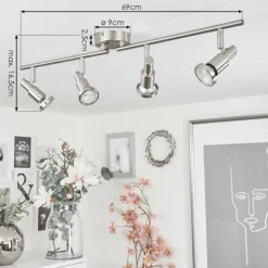 Plafonnier Lonquimay Nickel mat, 4 lumières