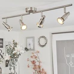 Plafonnier Lonquimay Nickel mat, 4 lumières